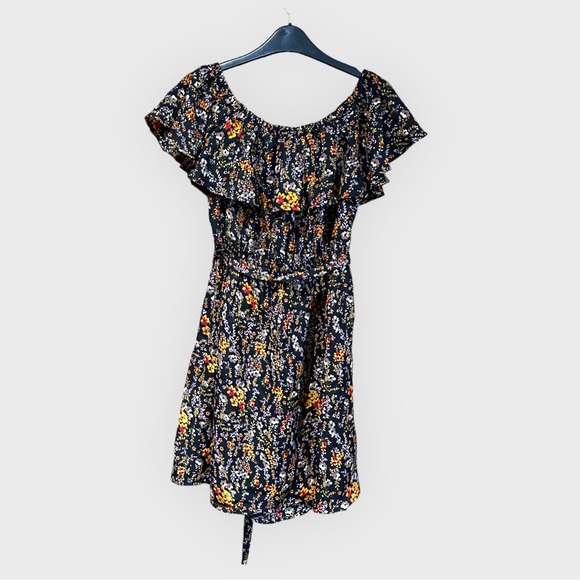 - Black multicoloured Bardot summer dress size 14 newlook new summer holid… - Picture 3 of 11